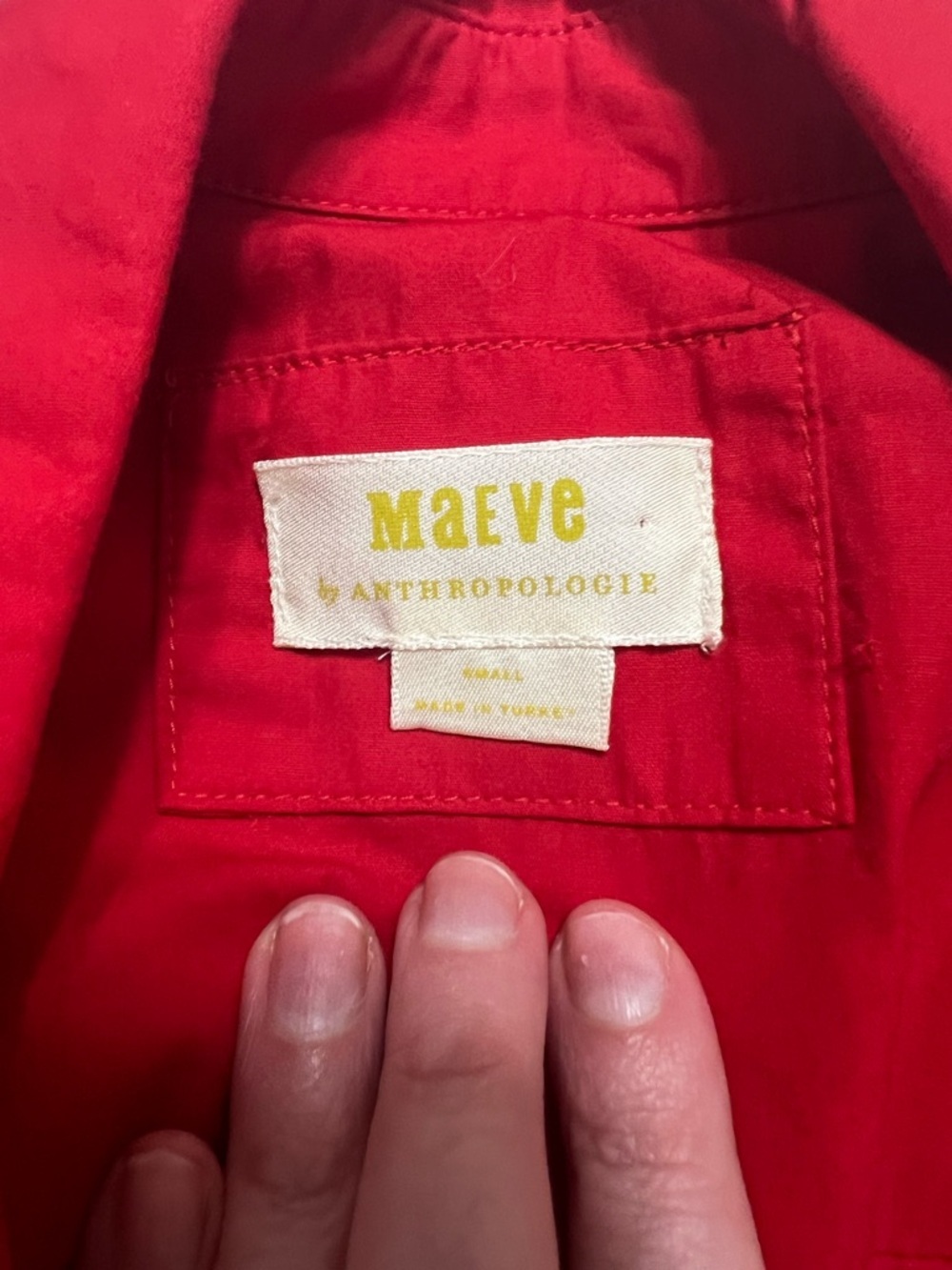Anthropologie Maeve Poplin Bow-Front
Blouse Small Red - Picture 4 of 13